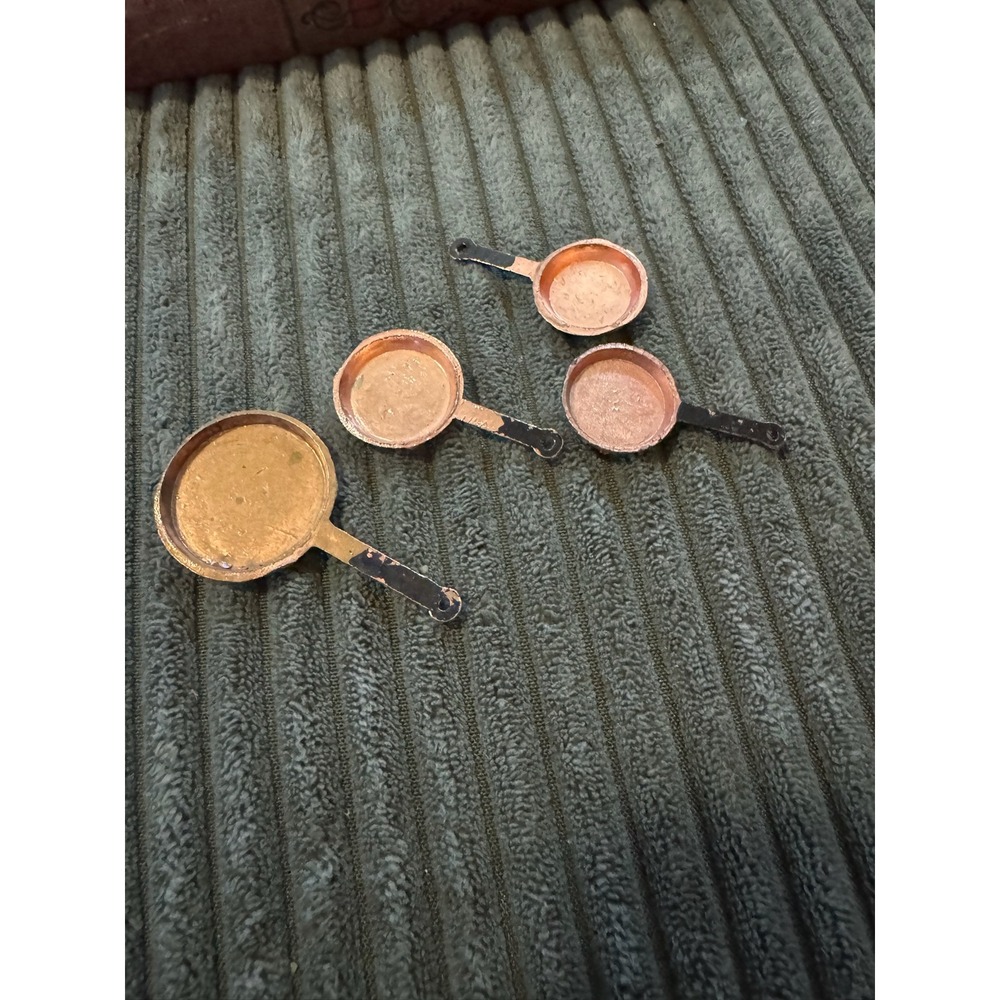 Vintage Miniature Copper‎ Toy Cookware Set, Dollhouse Kitchen Pans